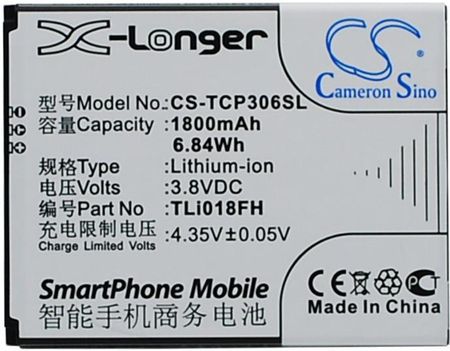 Cameron Sino Tcl P306C/Tli018Fh 1800Mah 6.84Wh Li-Ion 3.8V (CSTCP306SL)