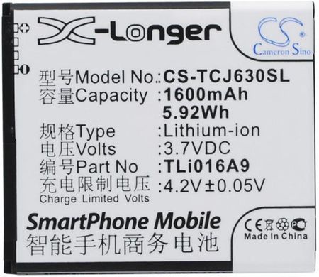 Cameron Sino Tcl J630T/Tli016A9 1600Mah 5.92Wh Li-Ion 3.7V (CSTCJ630SL)