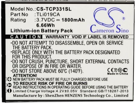 Cameron Sino Tcl P331M/Tli019Ca 1800Mah 6.66Wh Li-Ion 3.7V (CSTCP331SL)