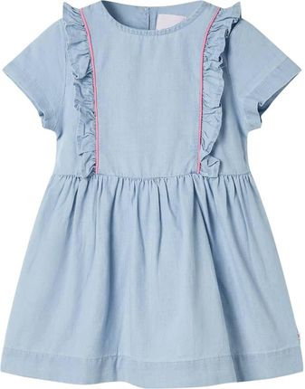 Sukienka dziecięca z falbankami, jasnoniebieska, 128
