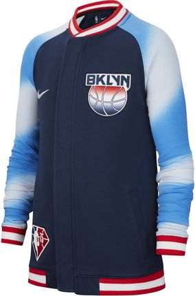 Kurtka z długim rękawem dla dużych dzieci Nike Dri-FIT NBA Brooklyn Nets Showtime - Niebieski