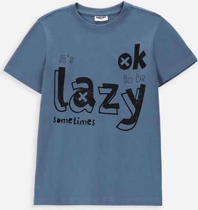 T-shirt z krótkim rękawem niebieski z pozytywnym napisem