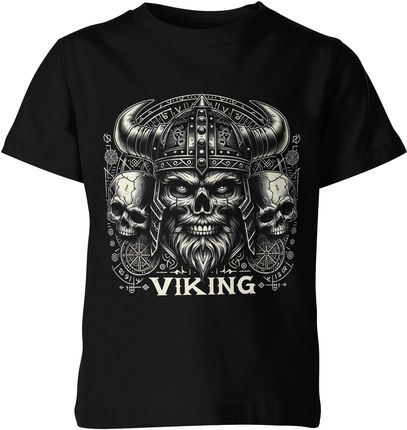 Wiking Viking Wikingowie Z Czaszka Dziecięca koszulka (140, Czarny)