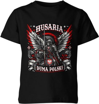 Husaria Duma Polski Dziecięca koszulka (164, Czarny)