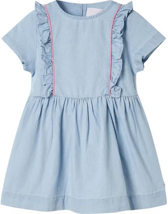 Sukienka dziecięca z falbankami, jasnoniebieska, 140