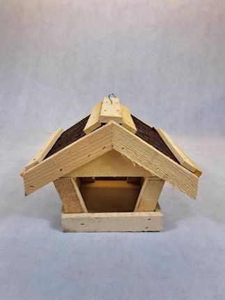 Karmnik dla ptaków drewniany dach z kijów parzonych mały 23x29x23 cm