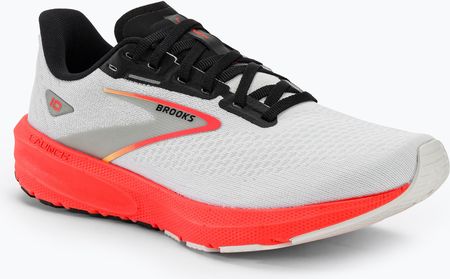 Brooks Launch 10 White Black Fiery Coral