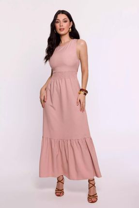 Sukienka maxi boho bez rękawów (Różowy, XL)