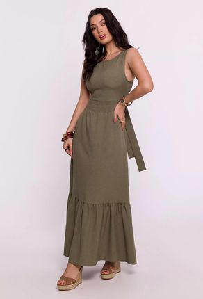 Sukienka maxi boho bez rękawów (Oliwkowy, XL)