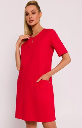 Sukienka mini o trapezowym kroju z ozdobnym wycięciem (Czerwony, S)