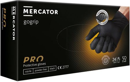 Mercator Medical Rękawiczki Nitrylowe Czarne Gogrip Mercator® Teksturowane (S)