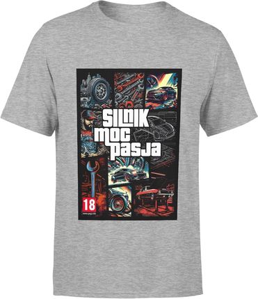 Silnik Moc Pasja dla Mechanika Męska koszulka (XXL, Szary)