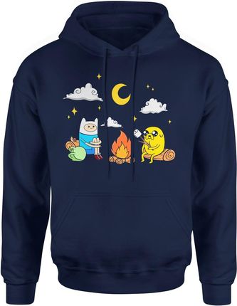 Adventure Time Pora Na Przygodę Człowiek Finn Pies Jake Męska bluza z kapturem (XL, Granatowy)