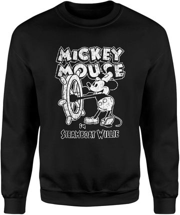 Myszka Miki Vintage Steamboat Willie Mickey Mouse Męska bluza (S, Czarny)