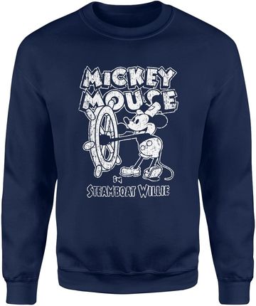Myszka Miki Vintage Steamboat Willie Mickey Mouse Męska bluza (M, Granatowy)