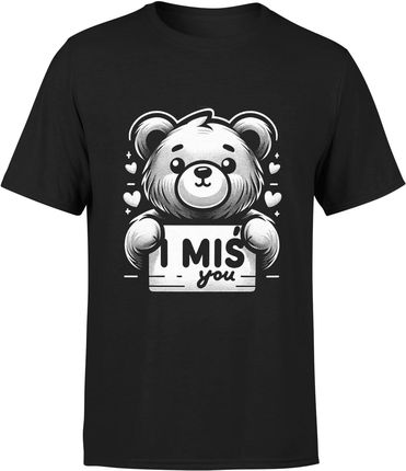 I Miś You z misiem Męska koszulka (L, Czarny)