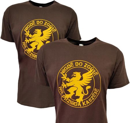 T-shirt męski KASZEBE BRĄZ koszulka bawełna XL