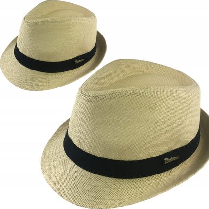 Kapelusz Męski Bucket Hat Słomkowy Letni Beżowy