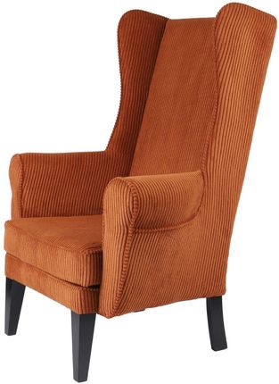 Fotel Uszak sztruksowy pomarańczowy, tkanina Poso lech, fotel wypoczynkowy