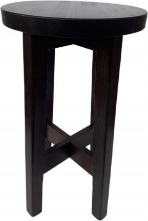 Taboret drewniany 60cm-hoker sosna - czarne siedzisko + nogi brąz