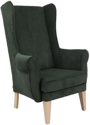 Fotel Uszak sztruksowy zielony, tkanina Poso lech, fotel wypoczynkowy