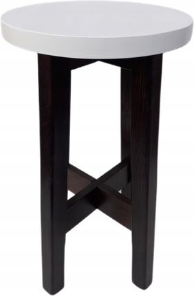 Taboret drewniany 60cm-hoker sosna - białe siedzisko + nogi brąz