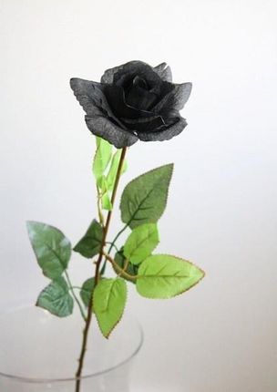 Lunamarket Czarna Róża Długość 55 cm Kwiat Sztuczny