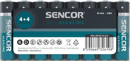 Sencor Bateria alkaliczna AA 1.5V Folia 8-pack (SBALR68SAAALK)