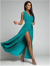 Elegancka maxi sukienka z wiązaniem morska AZR777 - zdjęcie 1
