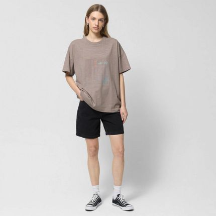 Damski t-shirt oversize z nadrukiem Outhorn OTHWSS24TTSHF1486 - brązowy