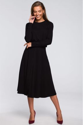 S234 Sukienka z rozkloszowanym dołem - czarna (kolor black, rozmiar XXL)