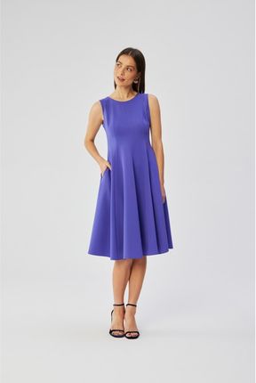 S358 Sukienka rozkloszowana bez rękawów - fioletowa (kolor Violet, rozmiar XL)