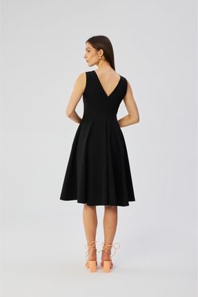 S358 Sukienka rozkloszowana bez rękawów - czarna (kolor black, rozmiar S)
