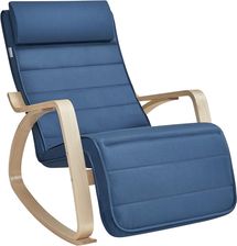 Songmics Lyy010Q01 Birch Wood Bujane Krzesło Z Podłokietnikami 5 Pozycji Regulowane Podnóżka