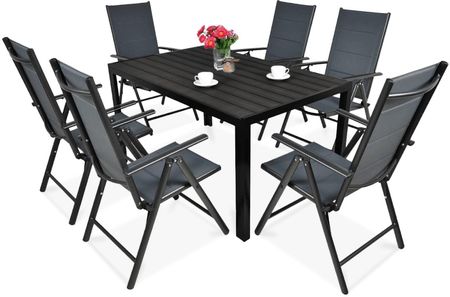 Zestaw mebli ogrodowych Sydney stół 150x90 + 6 krzeseł szary aluminiowy