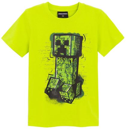 Cool Club, T-shirt chłopięcy, limonkowy, Minecraft