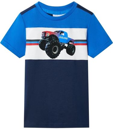 Koszulka dziecięca z krótkimi rękawami, niebiesko-granatowa, 140