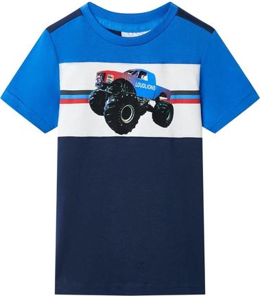 Koszulka dziecięca z krótkimi rękawami, niebiesko-granatowa, 128