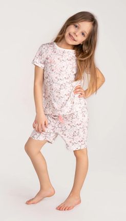 Piżama dziewczęca wielokolorowa bawełniana z krótkim rękawem