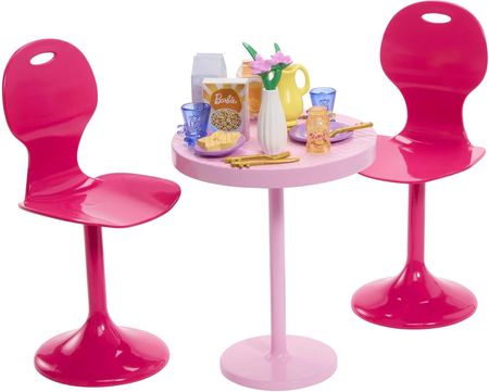 Barbie Mebelki i dekoracje Stylowy stolik z krzesłami HPT51 HPT53