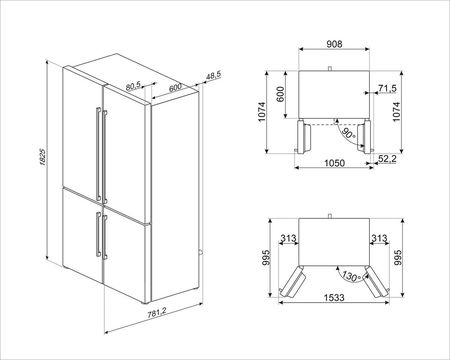 Lodówka Smeg FQ60XDE Side by Side 182 cm Srebrna - zdjęcie 3