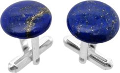 Lapis Lazuli z pirytem okrągłe (S1184) Srebrne [925] Spinki srebrne do mankietów z lapisem lazuli okrągłe  [925]
