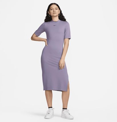 Damska przylegająca sukienka midi Nike Sportswear Essential - Fiolet