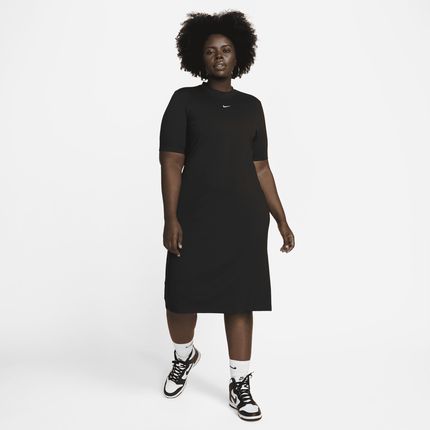 Damska sukienka midi Nike Sportswear Essential (duże rozmiary) - Czerń