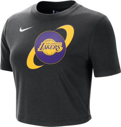 T-shirt damski o skróconym dopasowanym kroju Nike NBA Los Angeles Lakers Courtside - Czerń