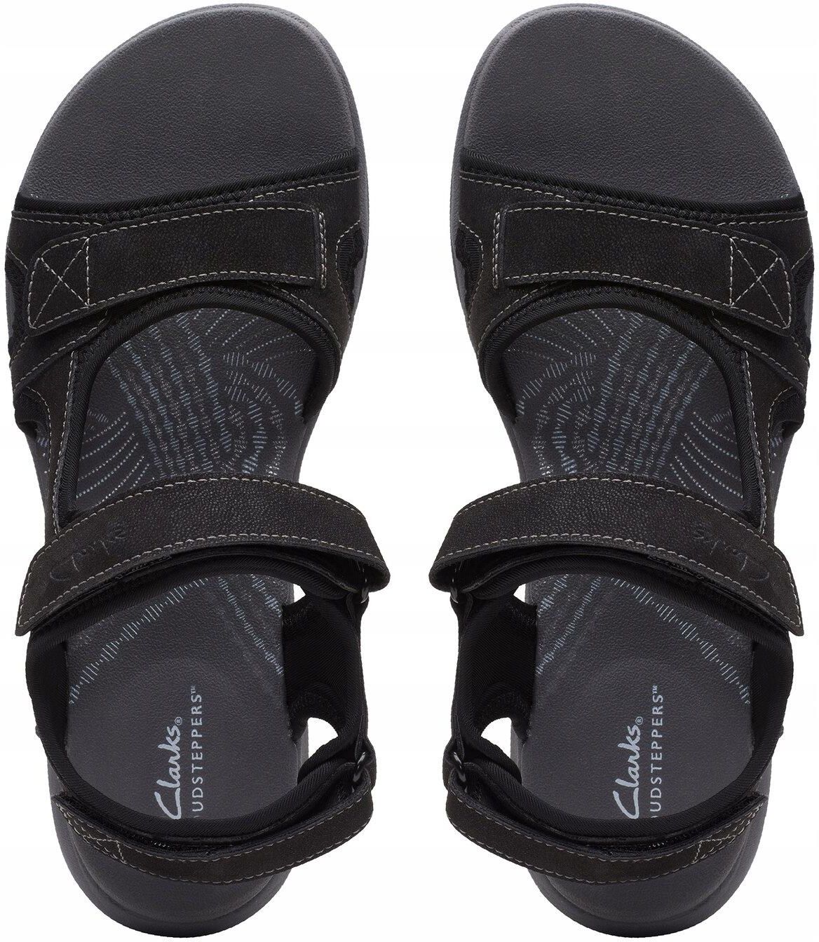 Clarks Women's Mira Bay Flat Sandal, Black Textile, 8 for sale | Las