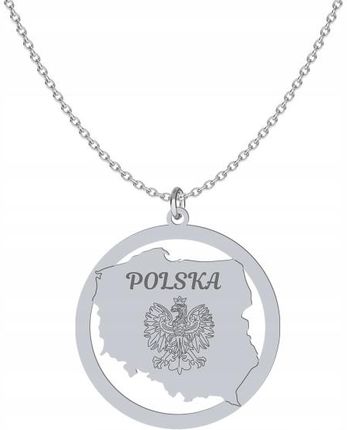Srebrny Naszyjnik Mapa POLSKA Srebro 925 Prezent Urodziny Biżuteria GRAWER GRATIS