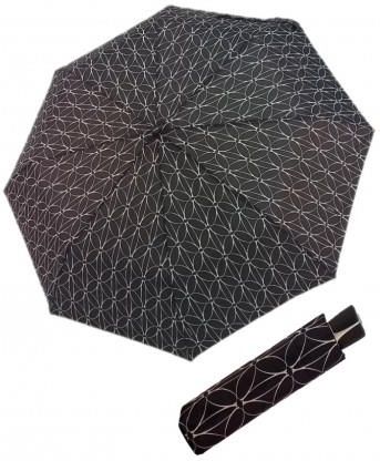 Fiber Mini Black White rings - damski parasol składany