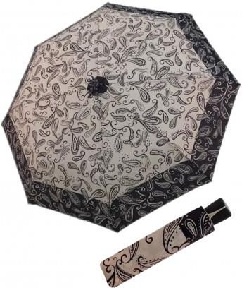 Fiber Mini Black White paisley - damski parasol składany