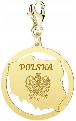Charms Złoty Mapa POLSKA Prezent Urodziny Biżuteria DEDYKACJA GRATIS